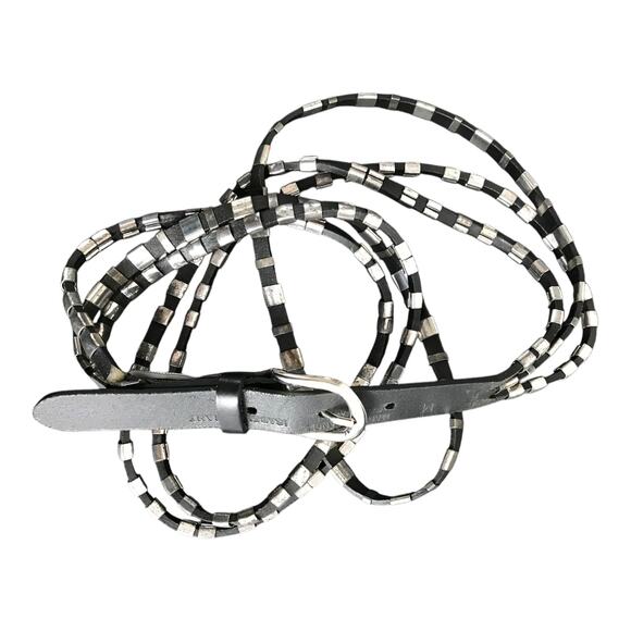 Isabel Marant black Leather Buckle Belt Womens M Triple Strand Silver Hardware - Picture 4 of 5